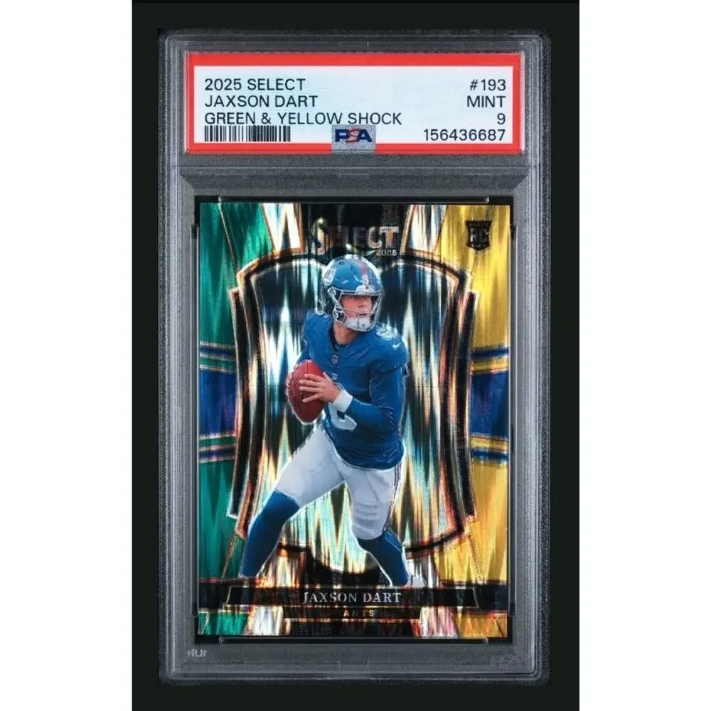 2025 Panini Select Jaxson Dart #193 Green & Yellow Shock Prizm Psa 9 Mint Rookie
